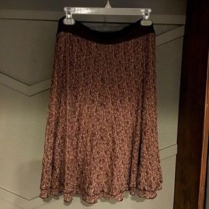 CAbi Trumpet Style Skirt Brown Lace & Pink Fully Lined Ruffle Hem #957